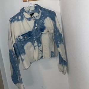Cropped bleach tie dye Jean jacket